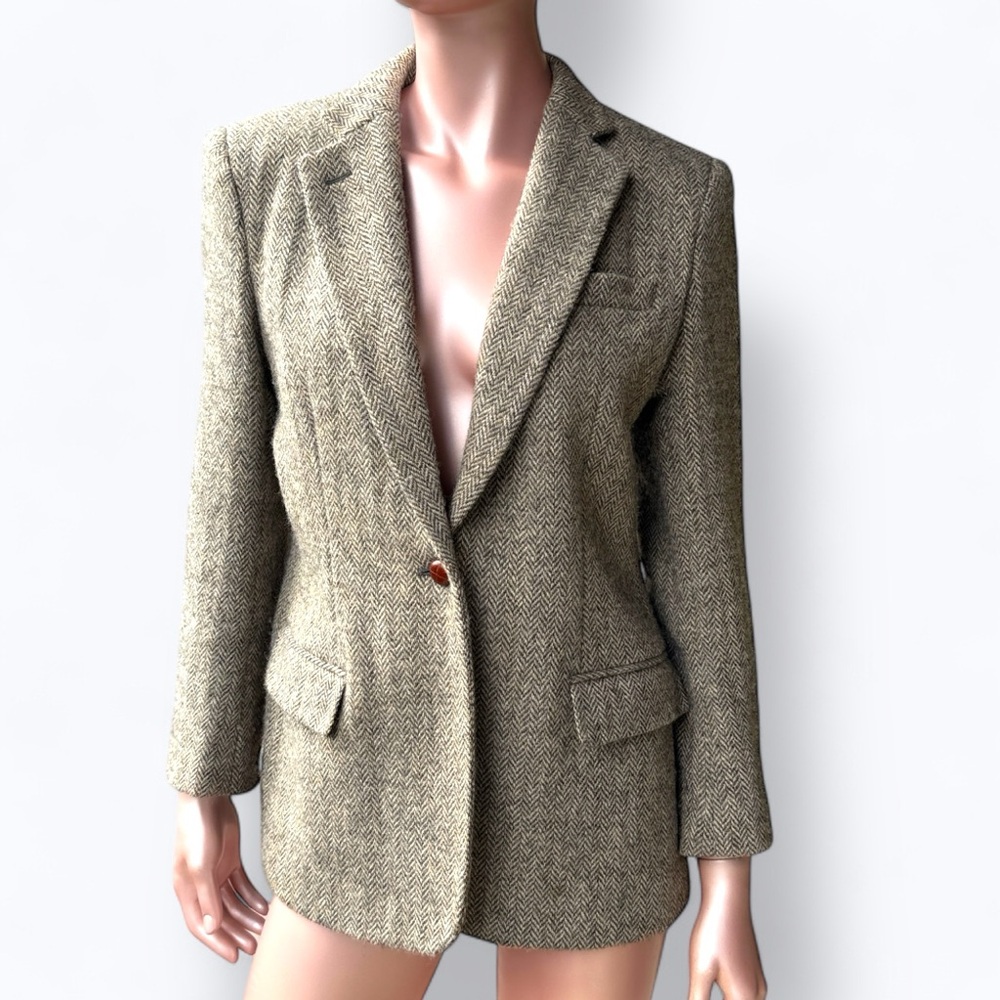 Lauren Ralph Lauren Herringbone Blazer in Tan